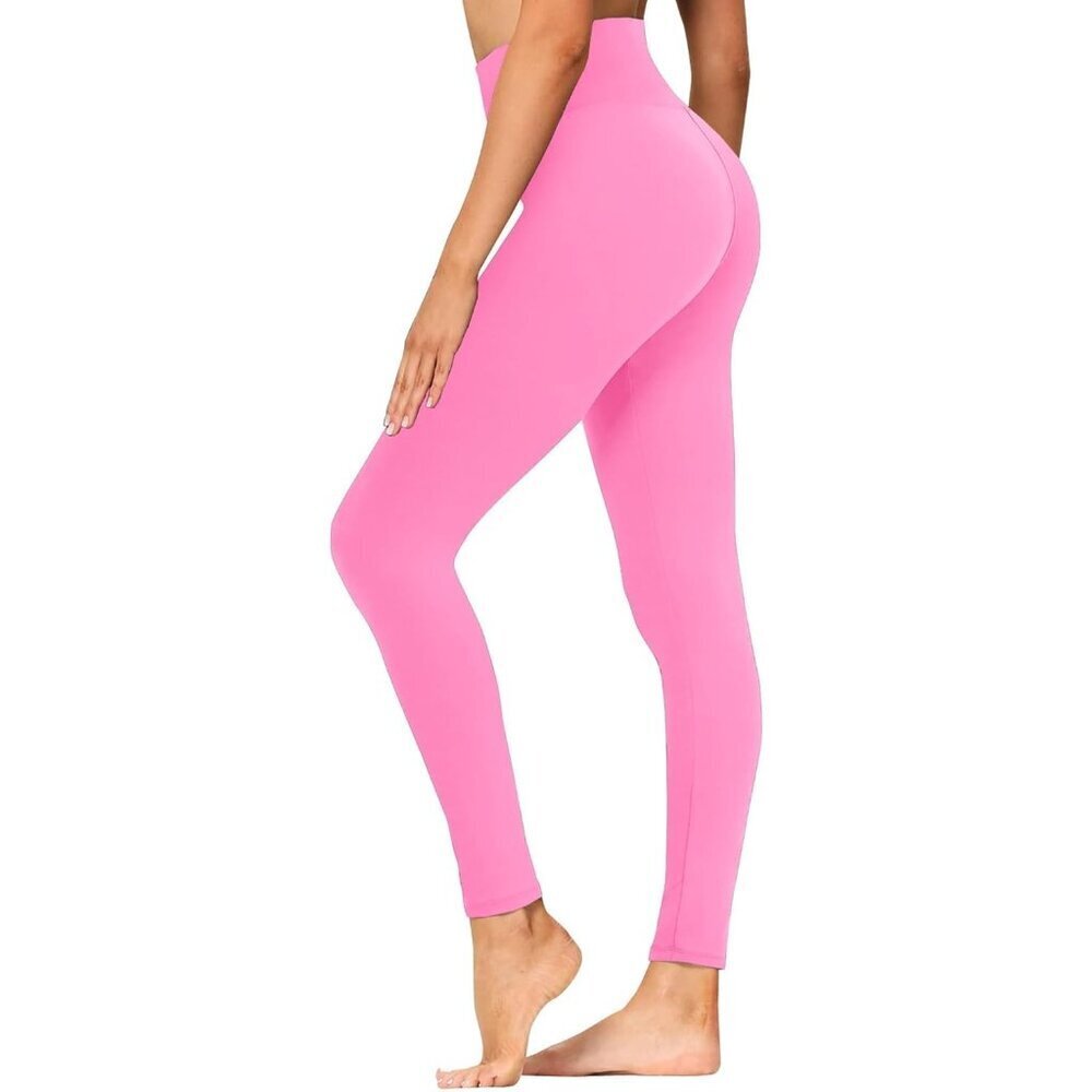 Women's Pink Soft Opaque Slim Tummy Control Printed High Waisted Leggings